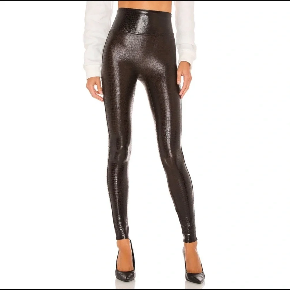 NWT SPANX  Faux Leather Croc Leggings